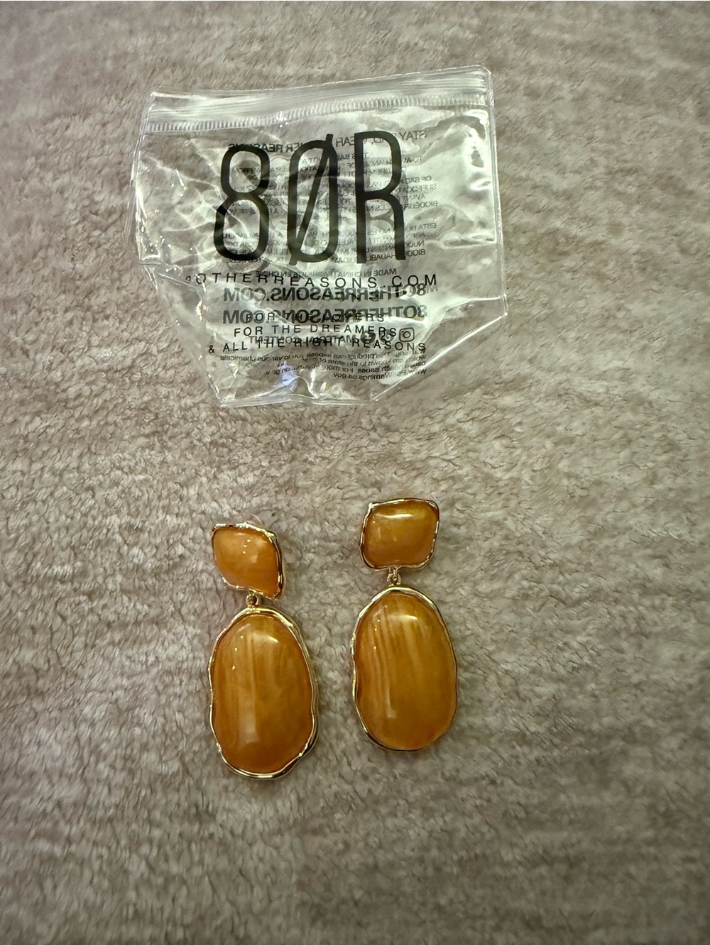 New 8 Other Reasons Gold-Tone Amber Drop Earrings